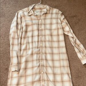 Abercrombie Beige and White Plaid Flannel Shirt Dress